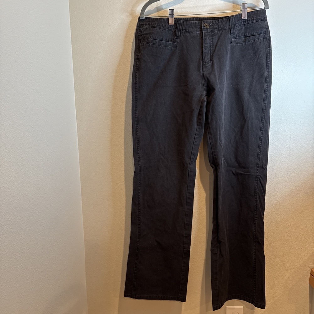 Prana Pants Women's Large Black Flat Front‎ Chino Cotton